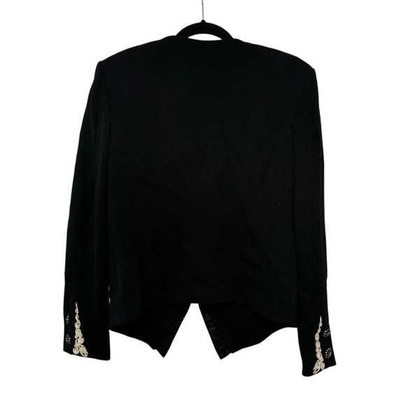 St. John evening Santana knit black jeweled cardigan sweater 8 vintage - Picture 3 of 13